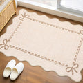 GarveeHome Scalloped Bow Rug for Kitchen Floor, Solid Beige Rug for Dorm by GarveeHome