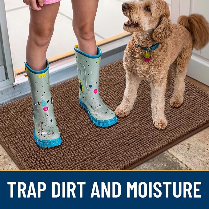 Smiry Dog Door Mat for Muddy Paws 36x24, Absorbent Dirt Trapper, Non-Slip - Image 3