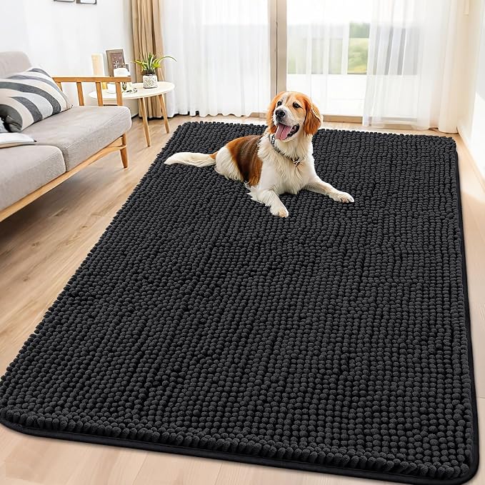Smiry Dog Door Mat for Muddy Paws 71x46, Absorbent Dirt Trapper, Non-Slip by Smiry