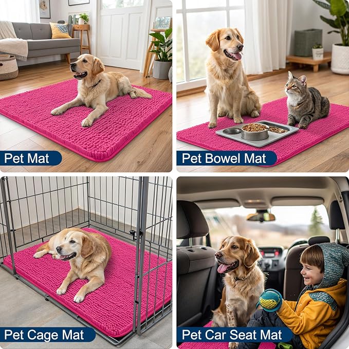 Smiry Dog Door Mat for Muddy Paws 40x32, Absorbent Dirt Trapper, Non-Slip - Image 6