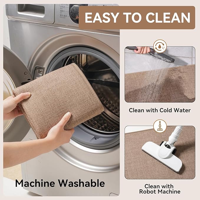 YDKGL Kitchen Rugs Mat Non Slip Washable, Linen-Look 0.3" Thick Soft Cushioned - Image 4