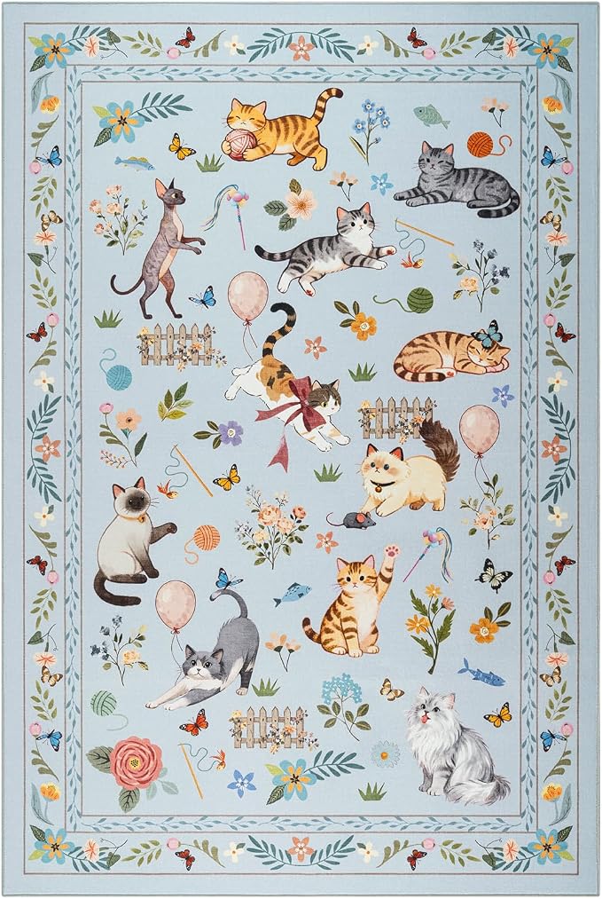 Unirea 9x12 Light Blue Grey Cat Area Rug - Image 2