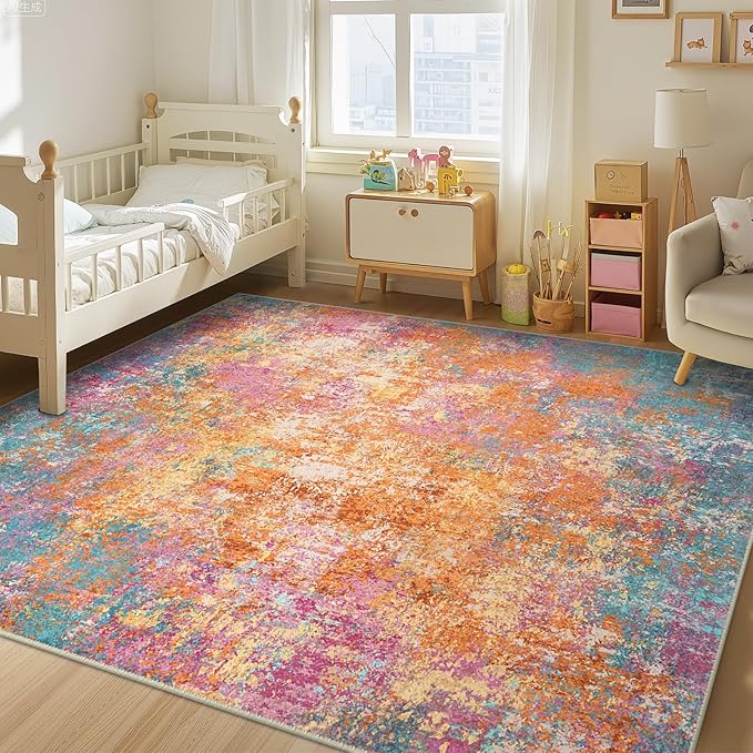 RELEANY Washable Area Rugs 9'x12' Non-Slip Modern Abstract Soft - Image 3