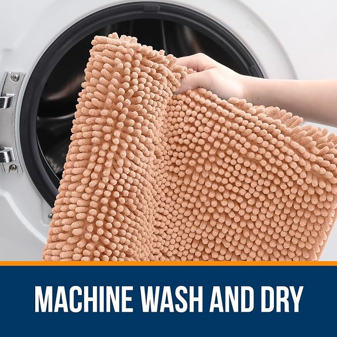 OLANLY Small Bathroom Rugs 24x16, Extra Soft Absorbent Chenille Bath Rugs - Image 5