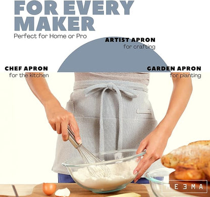 MEEMA Chef Waist Apron Cotton Fabric |Washable & Breathable Waitress & Server - Image 3
