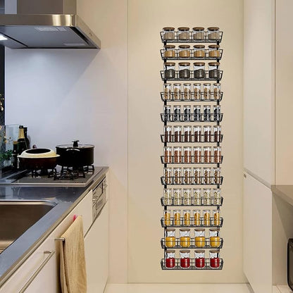 SWOMMOLY Adjustable Wall Mount Spice Rack Organizer, 12-Tier Dual-use Hanging - Image 8