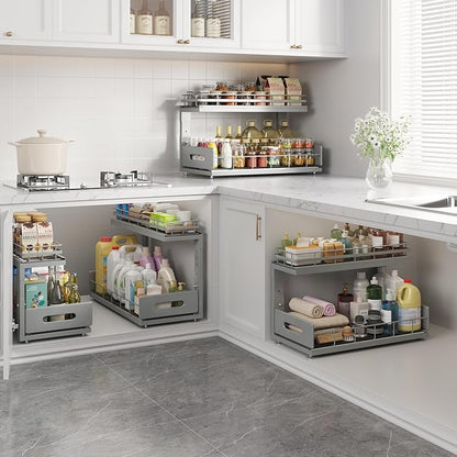 Under Sink Organizer Upgrade To Professional Rails, 2-Tier Dual Pull Out - Image 7