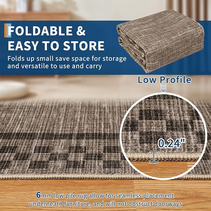 Small Area Rug 2x3 Modern Checkered Entry Rug Solid Color Scalloped Kitchen - Image 4