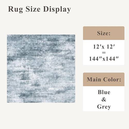 12x12ft Square Living Room Rug – Non-Slip Washable Extra Large Floor Carpet - Image 2