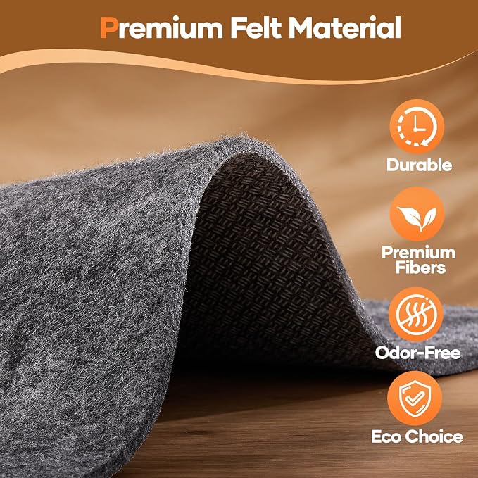 Veken 4 Ft Round Non Slip Cushioned Rug Pad Gripper, Felt and Silicone Backing - Image 8