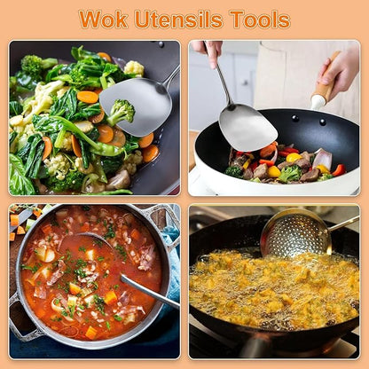 FJNATINH 4-Pieces 304 Stainless Steel Wok Spatula Set, Cooking Utensil Set - Image 7