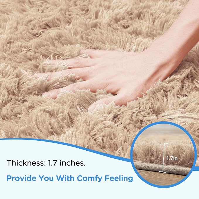 8x10 Beige Shag Area Rugs for Living Room, Large Fluffy Shaggy Rug for Bedroom - Image 5
