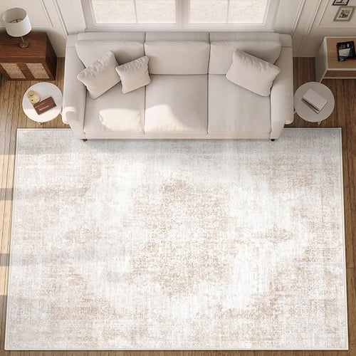 Area Rug 10x14 Vintage Rugs: Large Washable Living Room Rug Retro Medallion by MXSANYOORUG