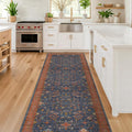 Navy Blue 2x8 Long Runner for Kitchen, 8ft Runner Rugs for Entryway, Washable by HazoHaus