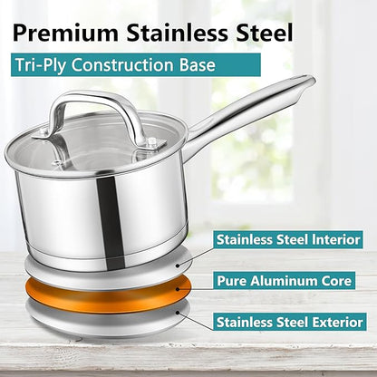E-far Stainless Steel Saucepan - 2QT & 3QT - Image 6
