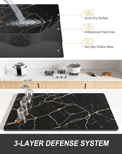 Rnivvi Dish Drying Mat for Kitchen Counter, XL 15 x 24" Cute Marble Absorbent - Image 4