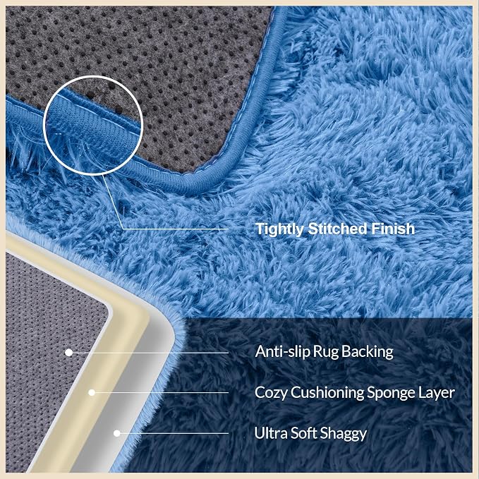 Mugorn 6x9 Rugs for Living Room, Soft Carpet Shag Kids Room Rug, Non-Slip Fuzzy - Image 2