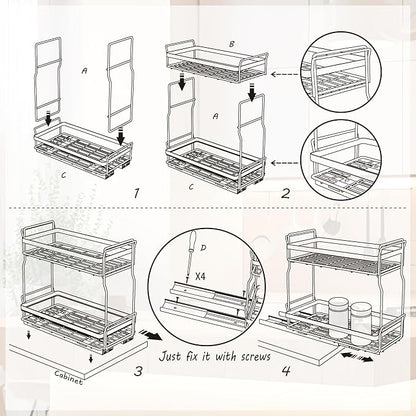 Pull Out Spice Rack Organizer for Inside Kitchen Cabinets, Heavy Duty Slide Out - Image 7