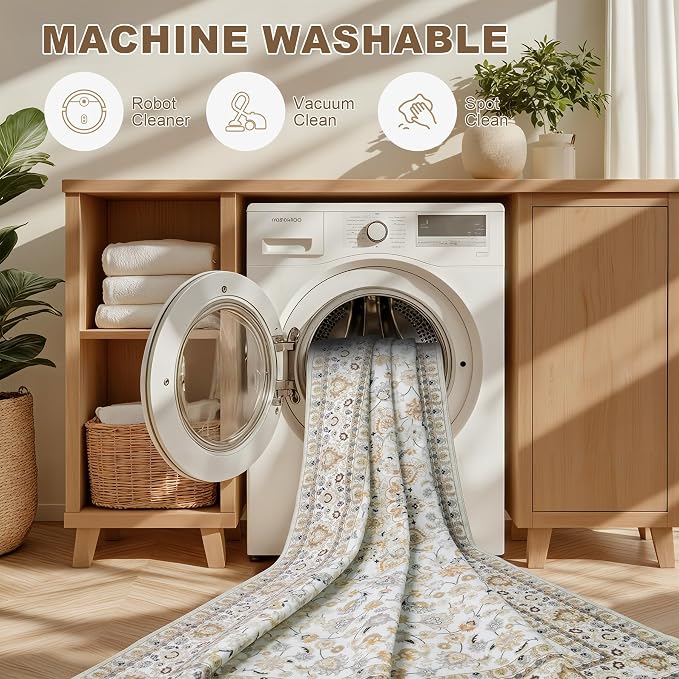 4x6 Area Rugs for Living Room: Washable Rug Soft Vintage Boho Carpet Indoor - Image 7