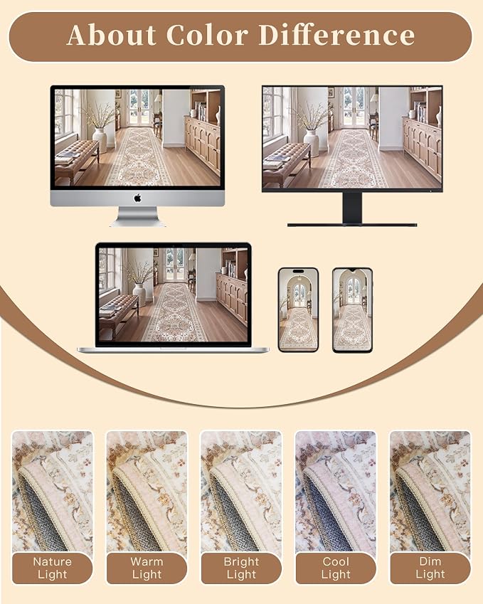 Madane Runner Rug 2'6''x8' Kitchen Runner, Hallway Runner Printed Vintage - Image 12