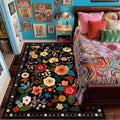 RELEANY Floral 4x6 Area Rugs Washable Print Boho Cute Carpet Non Slip Flower by RELEANY