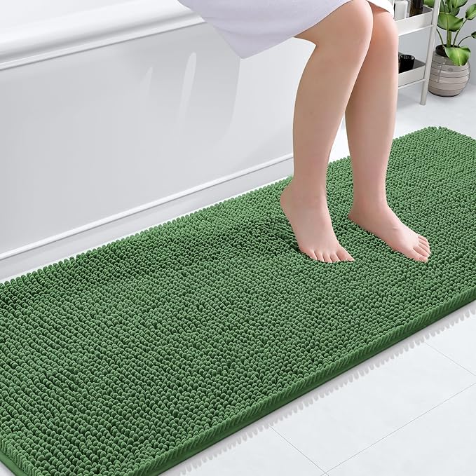 OLANLY Bathroom Runner Rugs 70x24, Soft Absorbent Chenille Bath Rugs, Rubber by OLANLY