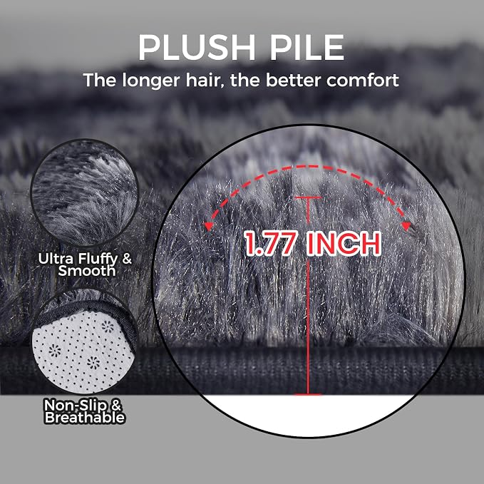 Ultra Soft Rug for Living Room, 4X6 Fluffy Shag Area Rug for Bedroom, Modern - Image 5