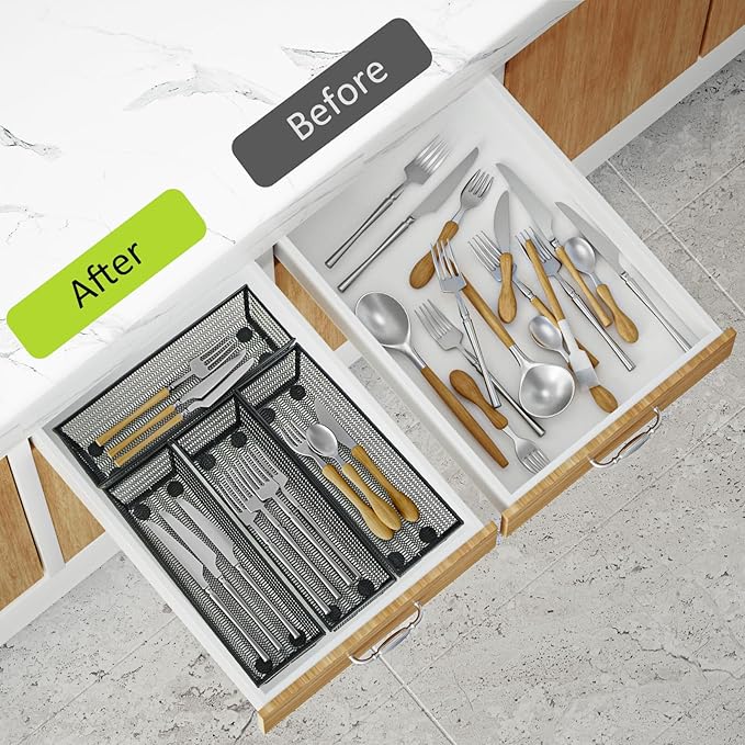 Neudeco Silverware Organizer, Mesh Drawer Organizer - Image 6