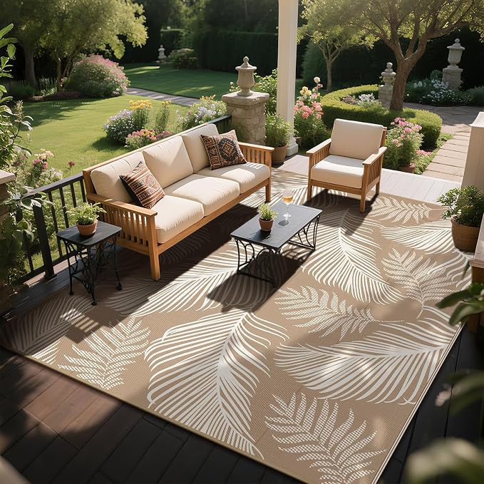 Pauwer Waterproof Outdoor Rug 8x10, Reversible Plastic Straw Patio Camping Rug - Image 4
