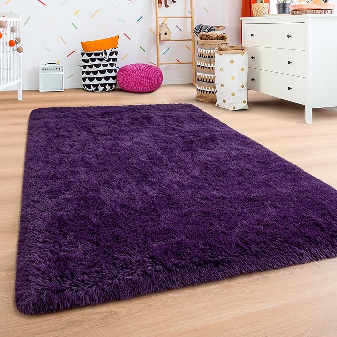 Andecor Shag Area Rug for Living Room, 5x8 Feet Purple Soft Fluffy Indoor Plush - Image 6