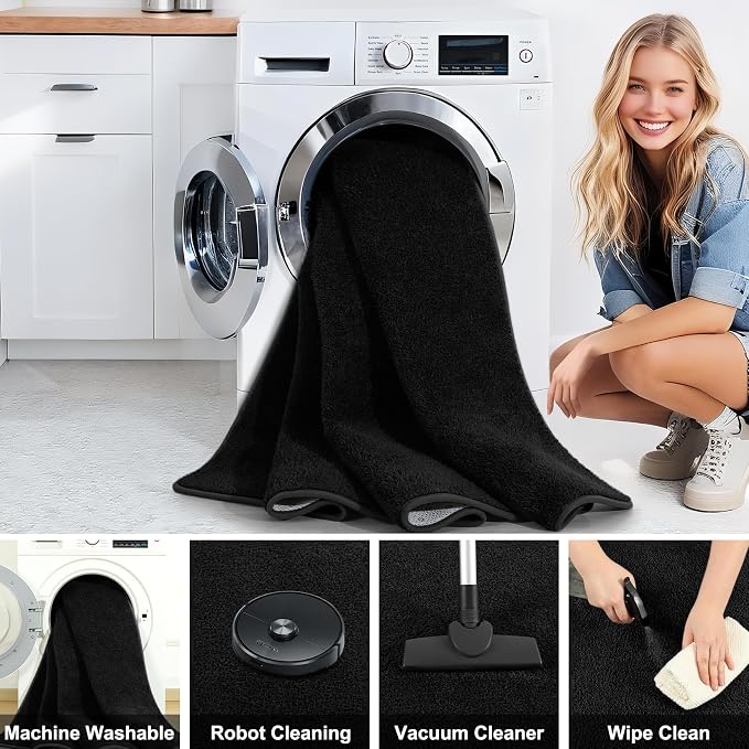 5x7 Feet Black Area Rugs for Bedroom, Indoor Washable Memory Foam Rug for - Image 5