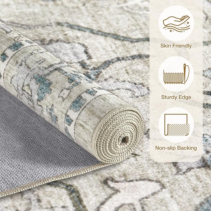 cotiled 10x14 Area Rug Machine Washable Vintage Carpet - Image 2
