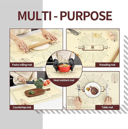 Silicone Baking Mat, Extra Thick Dough Rolling Pad - Image 6