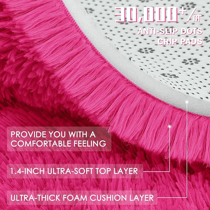 OLANLY 3x5 Machine Washable Small Bedside Rug, Soft Fluffy Shaggy Rugs - Image 8