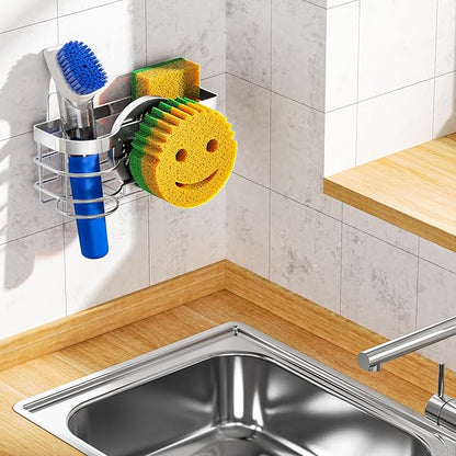 Cisily Smiley Sponge Holder for Kitchen Sink Caddy, Stainless Steel Movable - Image 7