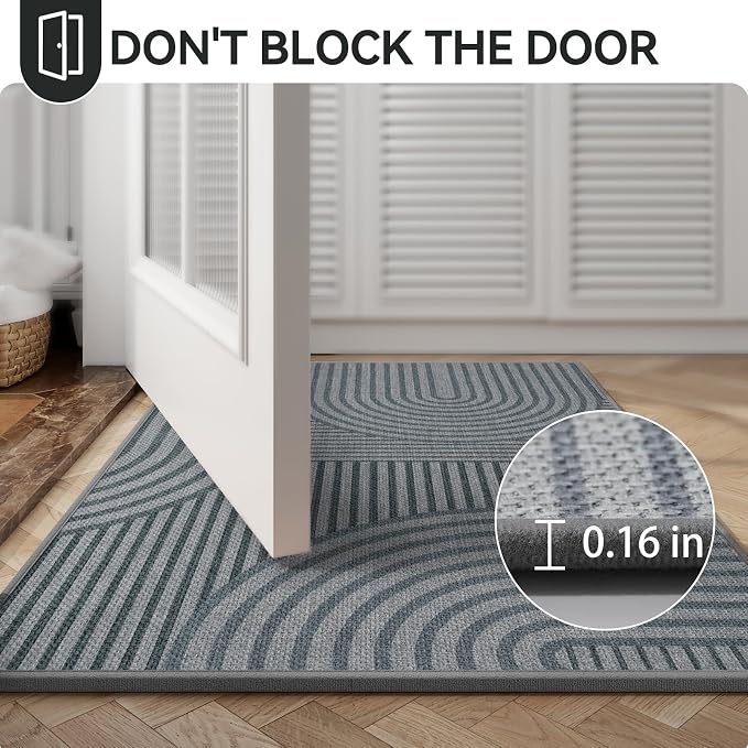 Front Door Mat 17''x30'', Absorbent Dirt Resist Washable Non Slip Low-Profile - Image 6