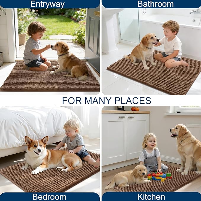 OLANLY Dog Door Mat for Muddy Paws 30x20, Ultra Absorbent Chenille Mud Doormat - Image 8