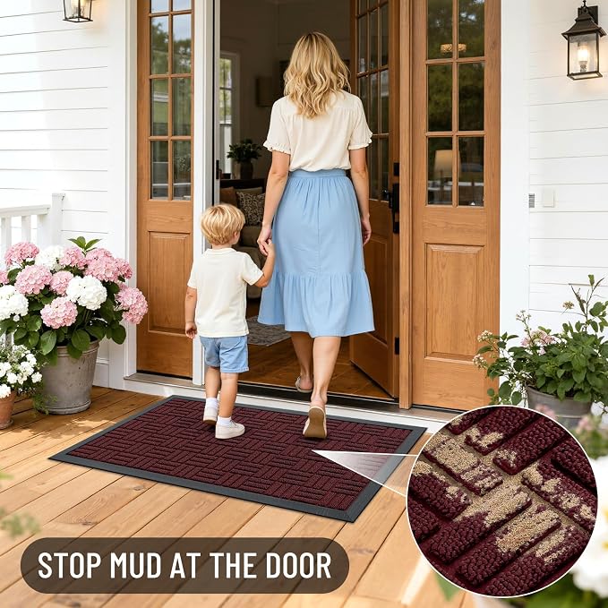OLANLY Front Door Mat Outside Entrance 71x47, Heavy Duty Sturdy Natural Rubber - Image 7