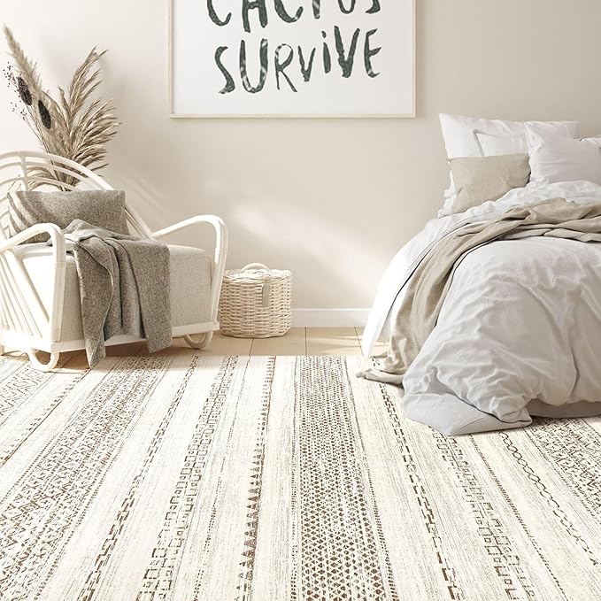 Nakagishi Area Rugs 8x10 Living Room: Washable Boho Large Neutral Soft - Image 6