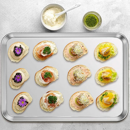 Stainless Steel Baking Sheet Set of 2, Deedro Cookie Sheet Metal Baking Pan - Image 7