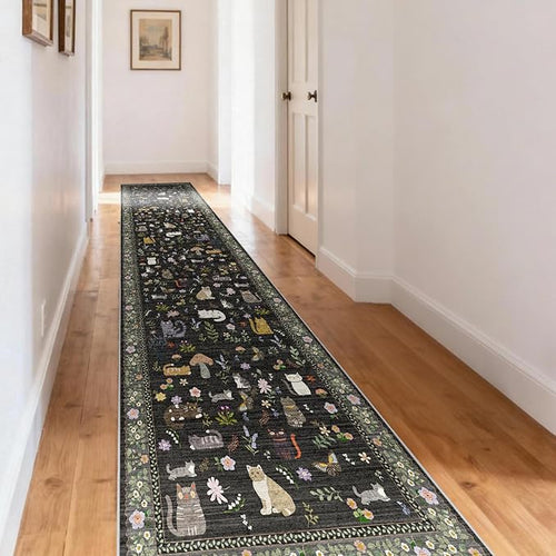 2x12 Washable Rug Runner, Non Slip Low Pile Hallway Cat Runner Rug, Stain by Puino