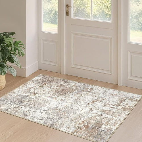 2x4 Rug Washable Runner Rug: Small Abstract Modern Non-Slip Soft Accent Doormat by LOONGRUG