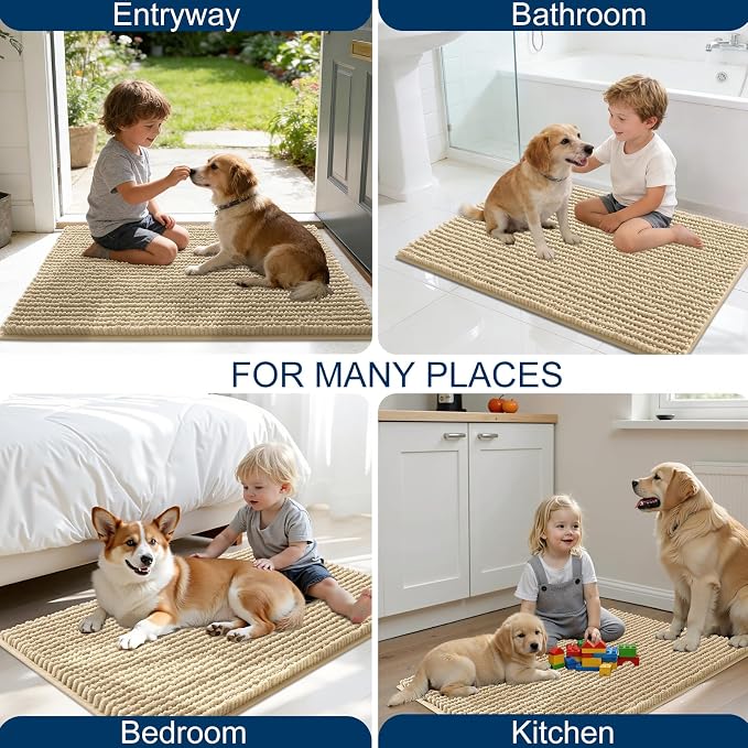 OLANLY Dog Door Mat for Muddy Paws 47x24, Ultra Absorbent Chenille Mud Doormat - Image 8