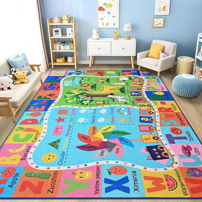 Kids Rug for Playroom, 3x5 ABC Educational Carpet for Classroom, Fun Alphabet - Image 3