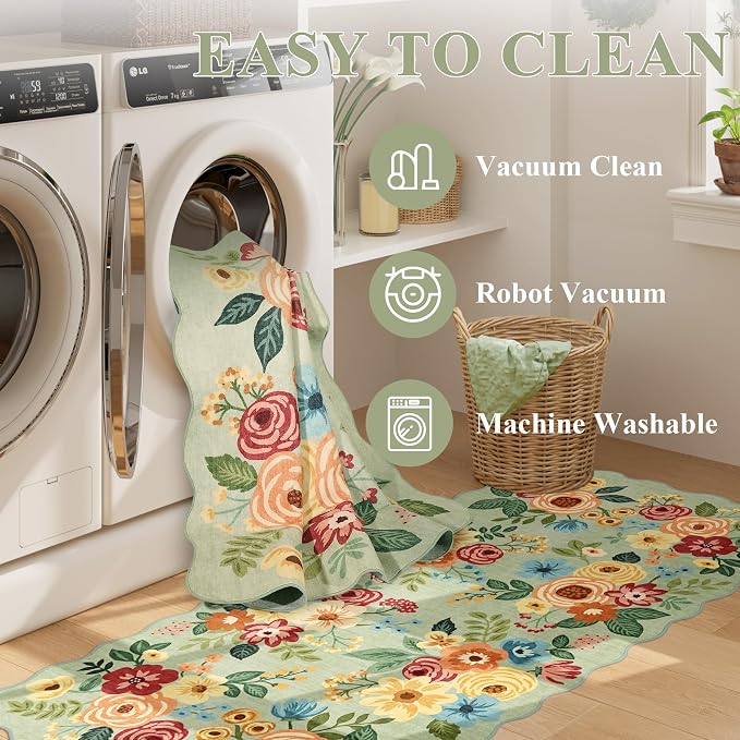 DUKINO Washable Runner Rug, 2x7 Lightweight Soft Floral Hallway Rug Runner - Image 6