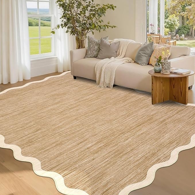 GarveeHome Scalloped Washable Area Rug 3x5 Small Entryway Rug Non Slip Modern by GarveeHome