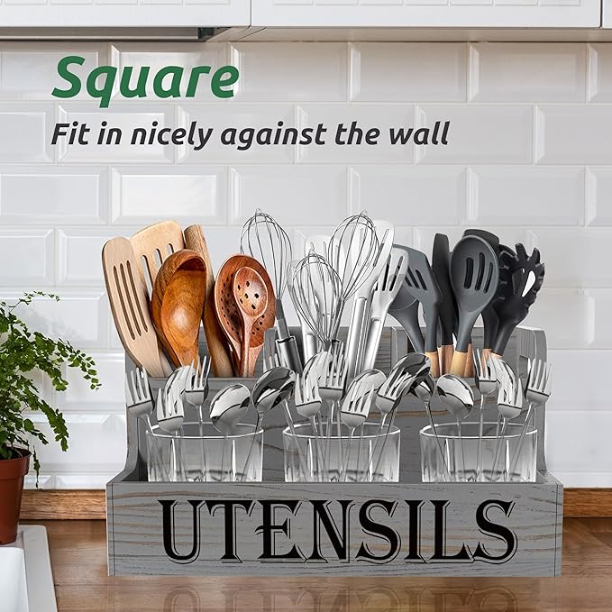 Suli Kitchen Utensils Holder, Wooden Utensil Organizer - Image 5