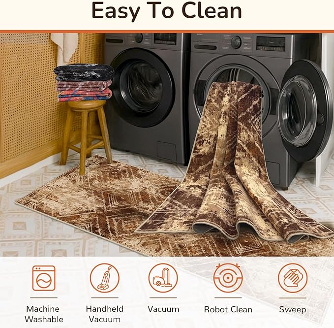 BESTSWEETIE Area Rug 4x6 Rug Machine Washable Non-Slip Low Pile Print Pattern - Image 6