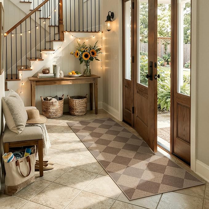 Lahome Colette Checkered Easy Jute Runner Rug, 2x6 Kitchen Mats - Image 6