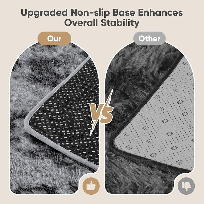 8x10 Area Rugs for Living Room Bedroom: Black Grey Soft Fluffy Shag Upgrade - Image 5
